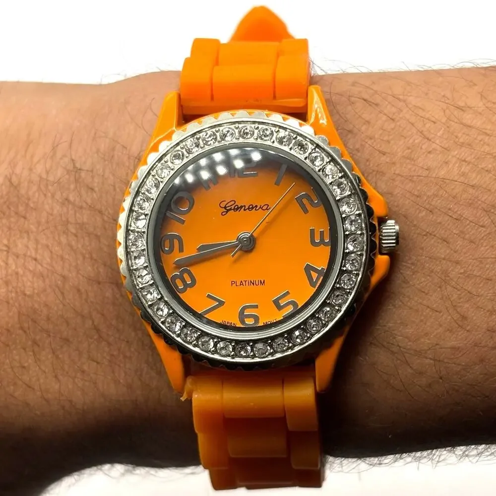 Silver & Orange Men's Watch